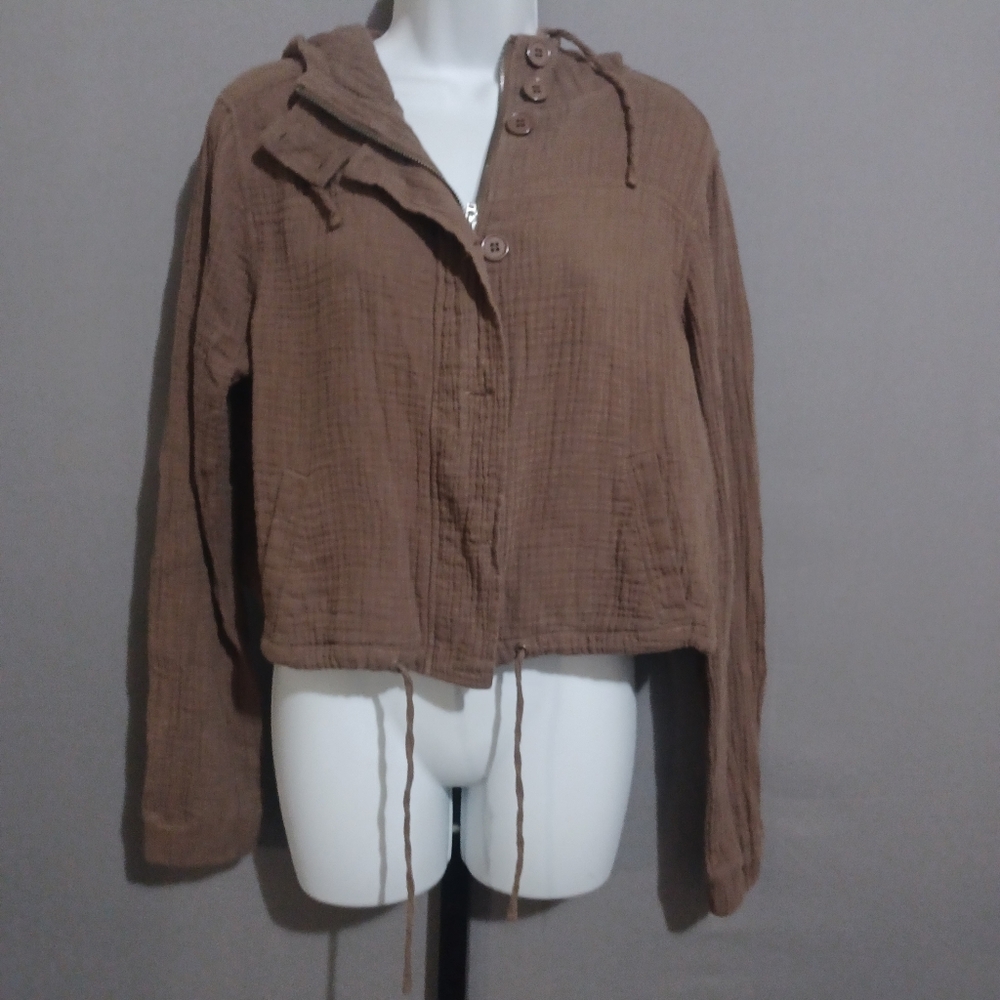 Torrid jacket brown anorak cropped hood drawstring‎  sz00